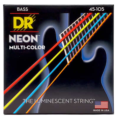 DR Strings Hi-Def Neon Multi-Color Colored Bass Strings: Medium 45-105 image 2