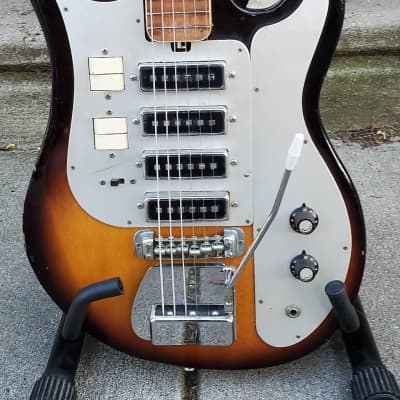 Vintage Teisco Del Rey WG-4L 1960s 2-Tone Sunburst Solid Mahogany Guitar~4 PUP Tone Wizard~MIJ~NOCC image 3