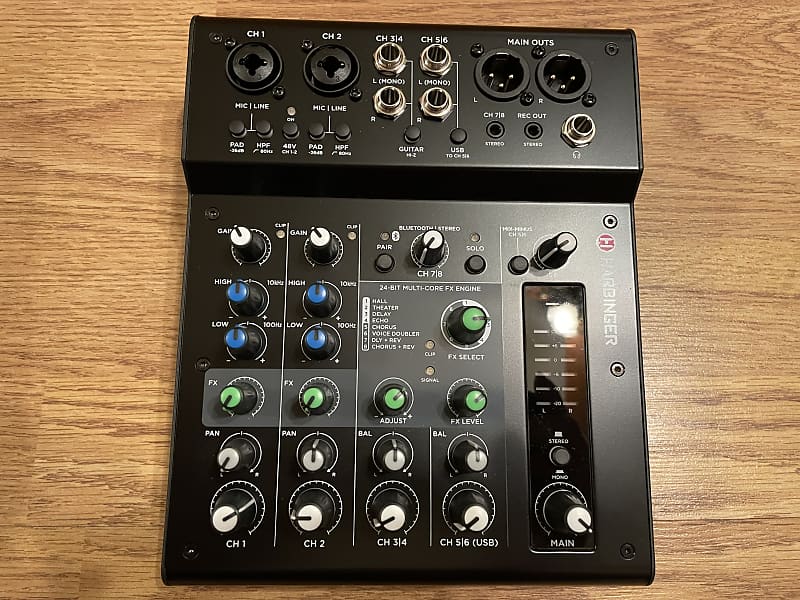 Harbinger LX8 8-Channel Analog Mixer With Bluetooth, FX and USB Audio