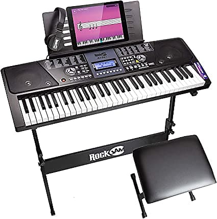 Rock Jam RJ-561 Keyboard piano with LCD Display Kit, Keyboard Stand and rack