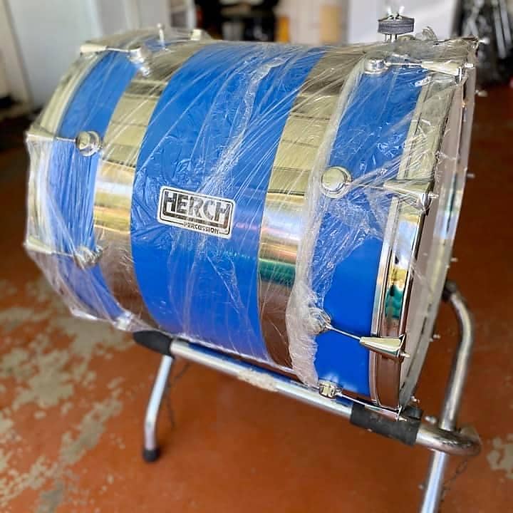 Herch Tambora Bass Drum para Banda 24” Blue Chrome image 1