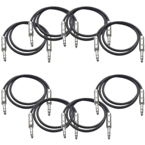 SEISMIC AUDIO New 8 PACK Black 1/4" TRS 2' Patch Cables image 2