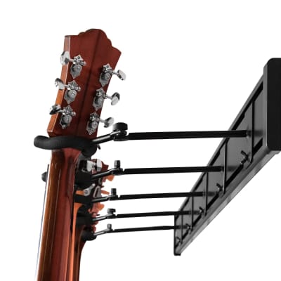 Wall Mounted 5-Space Slatwall Guitar Hanger - Black image 3