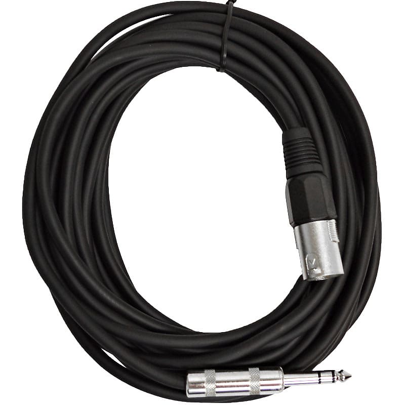 SEISMIC AUDIO - 25 Foot Black XLR Male to 1/4" TRS Patch Cable Snake Cords - NEW image 1