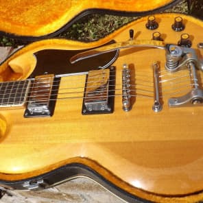 Very CLEAN! 70's ARIA SG copy, rare natural finish w/trem and HARDSHELL CASE image 4