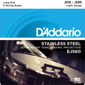 D'Addario EJS60 5-String Banjo Strings Stainless Steel Light 9-20