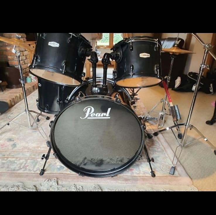 Pearl Forum 90s - Black with carry cases and Sabian cymbals image 1