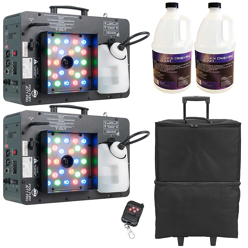 (2) ADJ Fog Fury Jett Pro LED Fog Machines w Wireless DMX + | Reverb