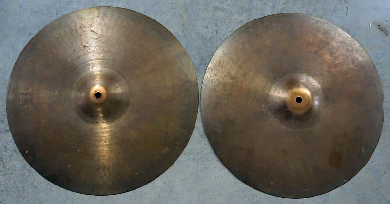 VINTAGE: Paiste 15' Giant Beat Hi-Hat Cymbals (Pair) from 1960s  - White Label image 1