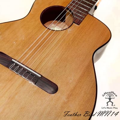 aNueNue MN14E Feather Bird Solid Cedar & Mahogany Nylon Travel Classical Guitar with pickup image 8