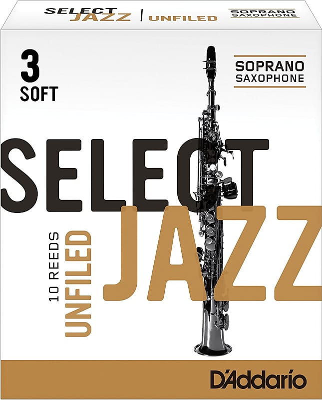 D'Addario Select Jazz Unfiled Soprano Sax Reeds, Box of 10 2 Medium image 1