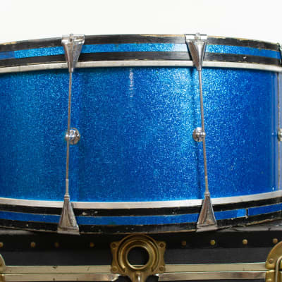 1970s Slingerland 10x26 Sparkling Blue Pearl Scotch Bass Drum image 7