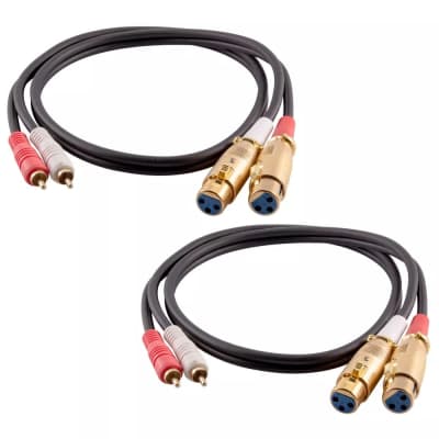 Pair Of Premium 3 Foot Dual Xlr Female To Dual Rca Male Patch Cables image 3