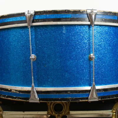 1970s Slingerland 10x26 Sparkling Blue Pearl Scotch Bass Drum image 5