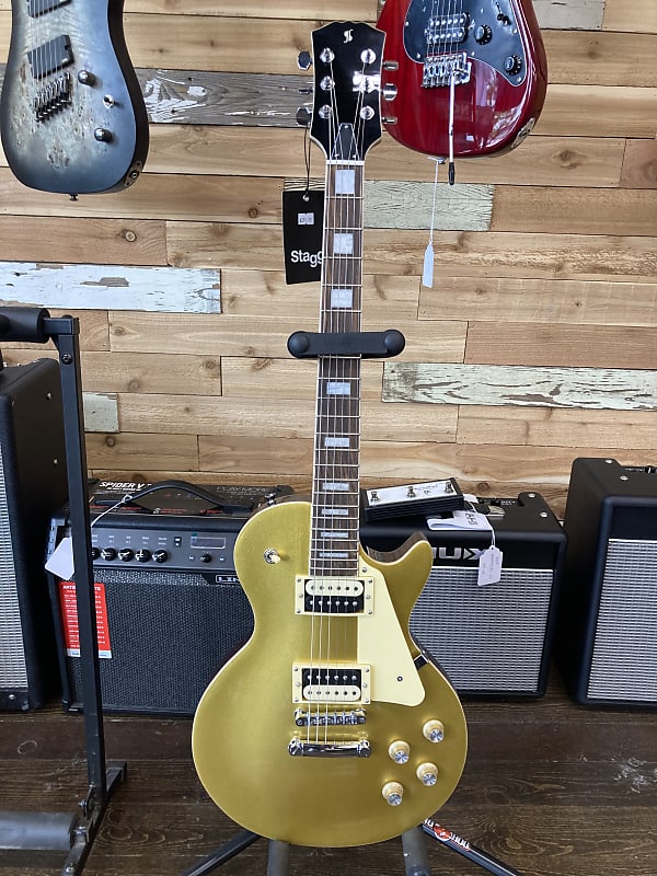 Stagg SEL-STD Goldtop (LP-style guitar) 2021 Gold sparkle | Reverb