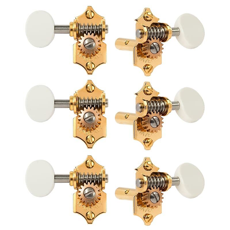 Waverly Acoustic Guitar Tuners with White Knobs for Slotted Reverb