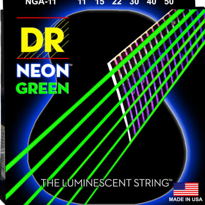 DR NGA-11 Neon Green Acoustic Guitar Strings gauges 11-50 image 1