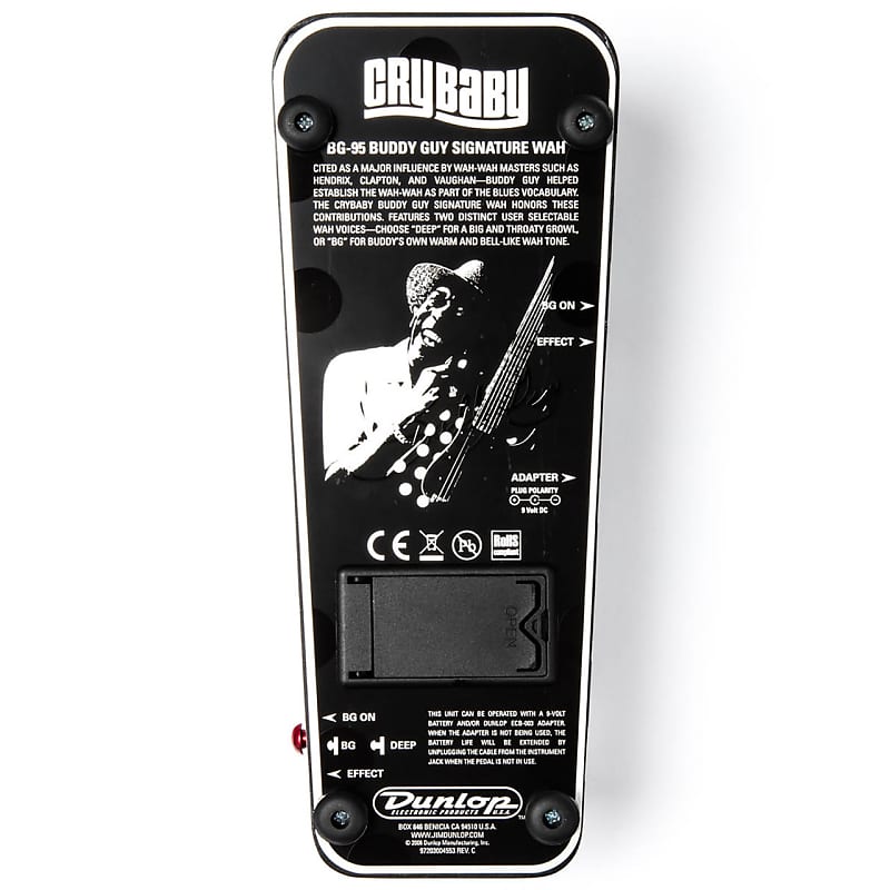 Dunlop BG95 Buddy Guy Signature Cry Baby Wah Pedal with Clip-On Chromatic  Tuner