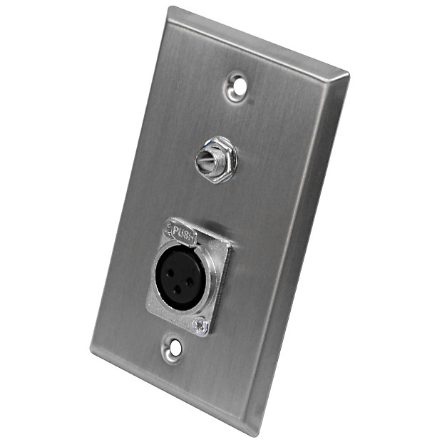 Seismic Audio SA-PLATE6 Stainless Steel Wall Plate w/ 1/4" TS Mono Jack and XLR Female Metal Connector image 1