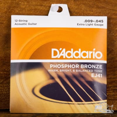 D'Addario 9-45 Phosphor Bronze Acoustic 12-String Guitar Strings - EJ41 image 1