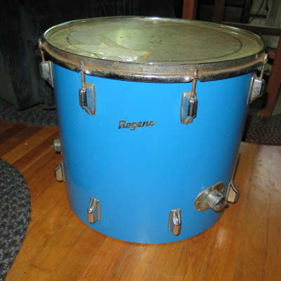 1972 vintage usa Rogers 18" blue floor tom / jazz bass drum for drum set kit snare image 4