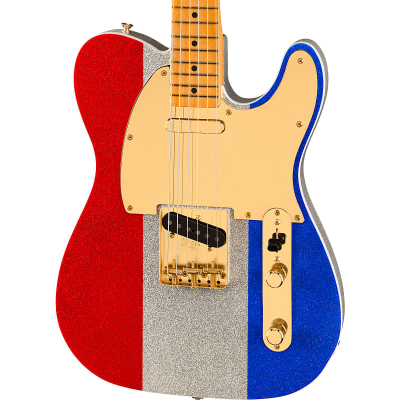Fender Buck Owens Telecaster Electric Guitar - Red, Silver and Blue Sparkle image 1