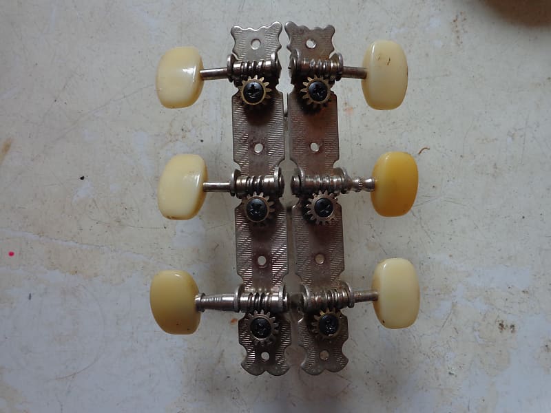 Kay Replacement Tuning Pegs White / Chrome Strip Tuners Reverb