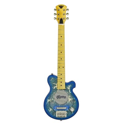 Pignose PGG-200-BLPL Short-Scale Mini Electric Guitar, Built-In Amp, Blue Paisley for sale