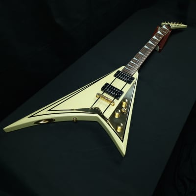 Jackson RR5 Rhoads Pro 2007 Ivory with Black Pinstripes Made in Japan Neck Through Seymour Duncan JB and Jazz pickups image 2