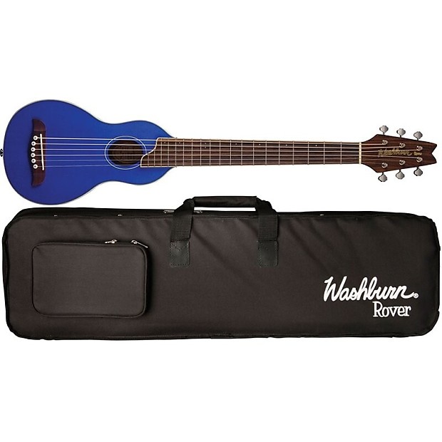 Washburn Rover RO10TB Blue Acoustic Travel Guitar Kit w Case Strap Picks