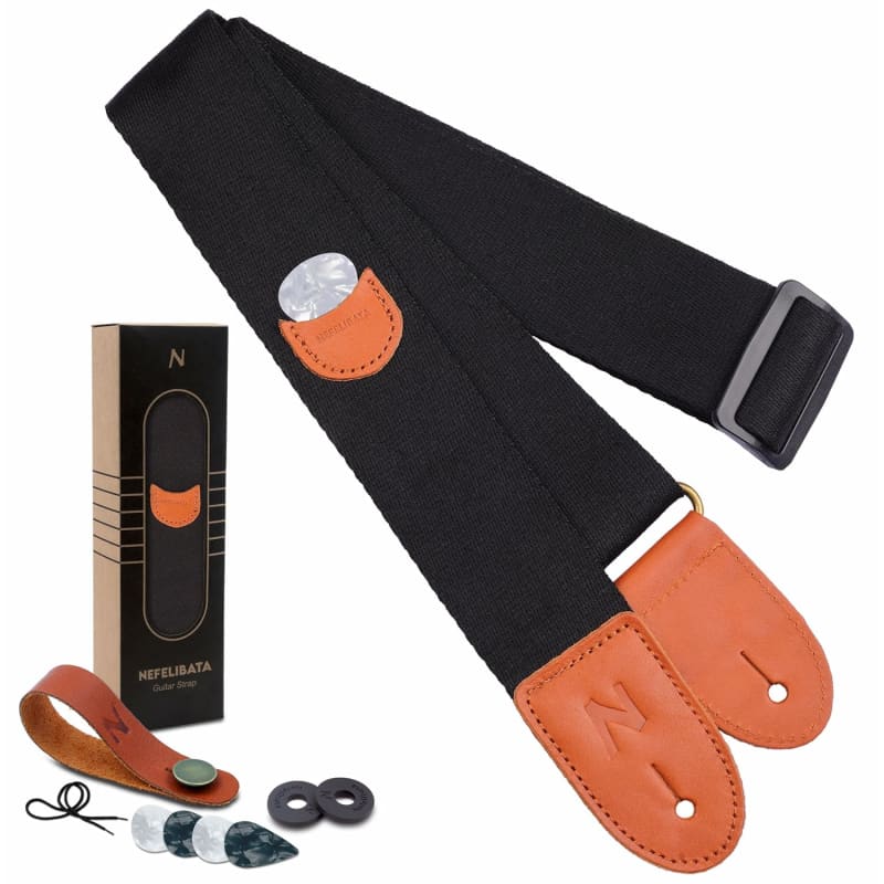 YIKOKO Guitar Strap 2 for Bass, Electric and Acoustic Guitars, Free Strap  Button, Strap Locks and Guitar Picks