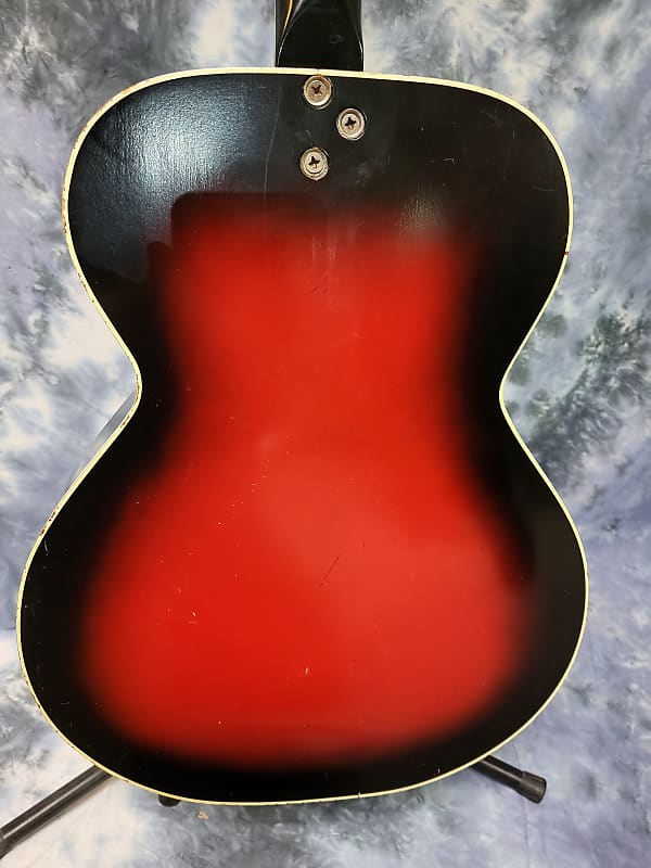 ギター TRUETONE Vintage 1968 Truetone by Kay Archtop Redburst Guitar Pro Setup New