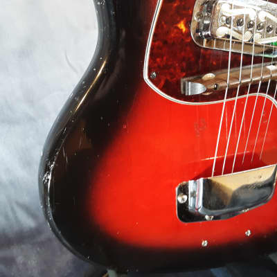 Harmony Holiday Model 1478, Rare & Vintage, Made in USA, Solid Body Electric Guitar 1965 Red Burst image 7