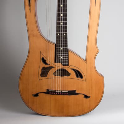 Luigi Mozzani  Lyre Harp Guitar,  c. 1905, ser. #111, black hard shell case. image 1
