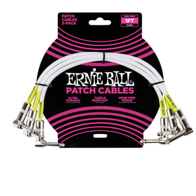 Ernie Ball Angle / Angle Patch Cable 3 Pack, White, 30cm Length for sale
