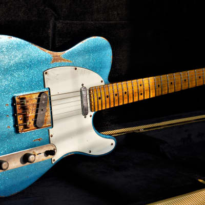 American Fender Custom Telecaster Nitro Heavy Relic Blue Sparkle image 12