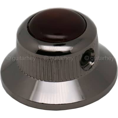 NEW (1) Q-Parts UFO Guitar Knob KBU-0760 Acrylic Brown Pearl on Top COSMO BLACK for sale