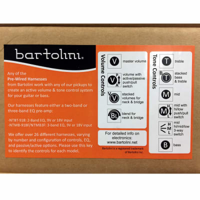 BARTOLINI HR4.6AP/918FL Pre-Wired Active/Passive Fretless Bass Preamp Harness image 3