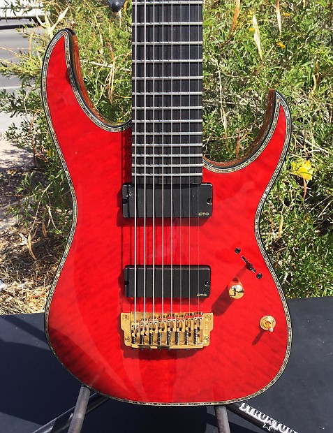 Ibanez レッドエレキギター Ibanez RGIX28FEQM Iron Label 8-String in Burgundy Wine - The