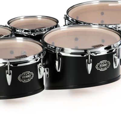 Tama Fieldstar Marching Tenor Drums Sextet - 6/8/10/12/13/14 inch - Satin Black  Bundle with Boss DB-30 Dr. Beat Metronome image 1