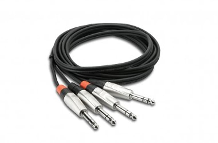 Hosa HSS005X2 -5' Pro Series Dual 1/4" TRS to Dual 1/4" TRS Audio Cable image 1