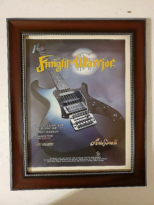 1984 Aria Guitars Color Promotional Ad Framed Knight Warrior | Reverb