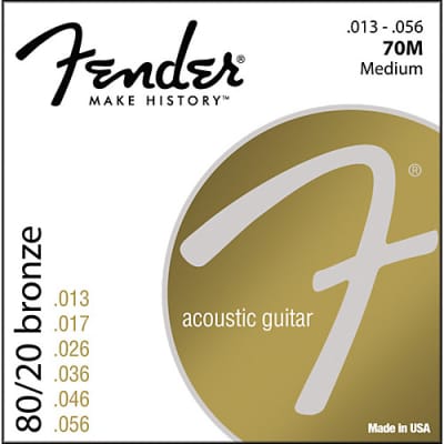 Fender 70M 80/20 Bronze Acoustic Guitar Strings Set - MEDIUM 13-56 for sale