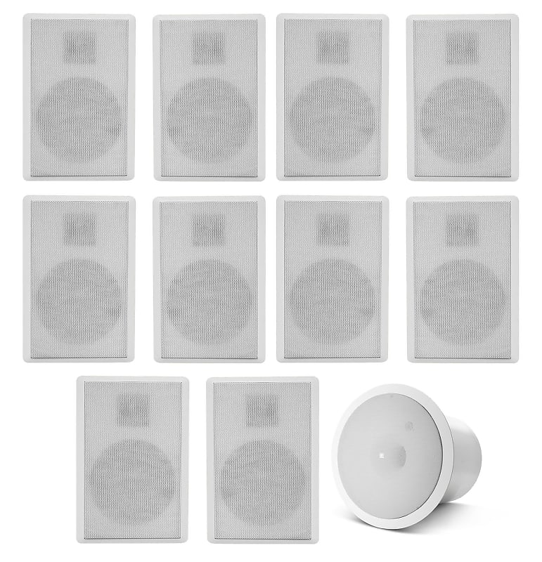 10) Rockville ROCKSLIM White 240w Slim Home Theater Wall Speakers+JBL Subwoofer  			