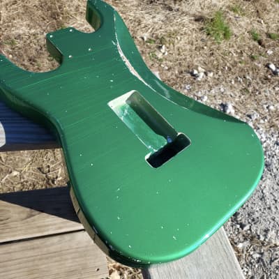 4lbs 1oz BloomDoom Nitro Lacquer Aged Relic Candy Apple Green S-Style Vintage Custom Guitar Body image 11
