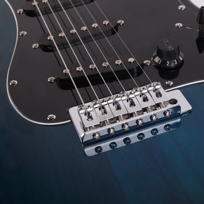 Glarry GST Stylish Electric Guitar Kit with Black Pickguard Dark Blue image 8