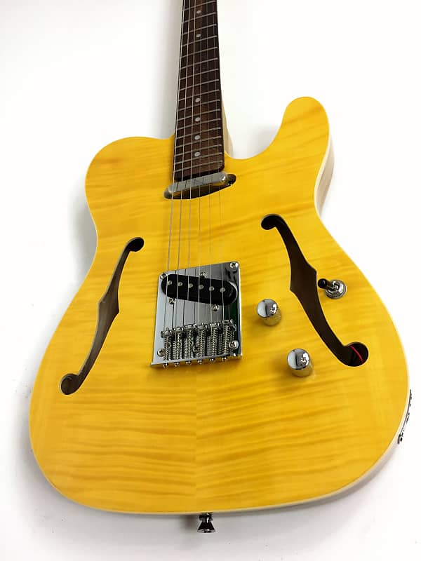 Haze HSTL 1901 2FH THRU Semi-Hollow Body Electric Guitar,Yellow Flame Maple+Free Bag image 1