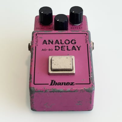 1980 Ibanez AD-80 Analog Delay BBD MN3005 Early 18v Echo Reverb Vintage Original Pink Effects Pedal image 4