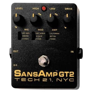 Tech 21 GT2 SansAmp Tube Amp Emulator Multi- effects Pedal with Power Adapter, 2 Patch Cable & Cloth image 2