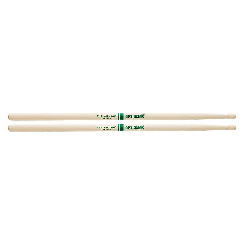ProMark Classic Forward 747 Raw Hickory, Oval Wood Tip Drumstick image 1